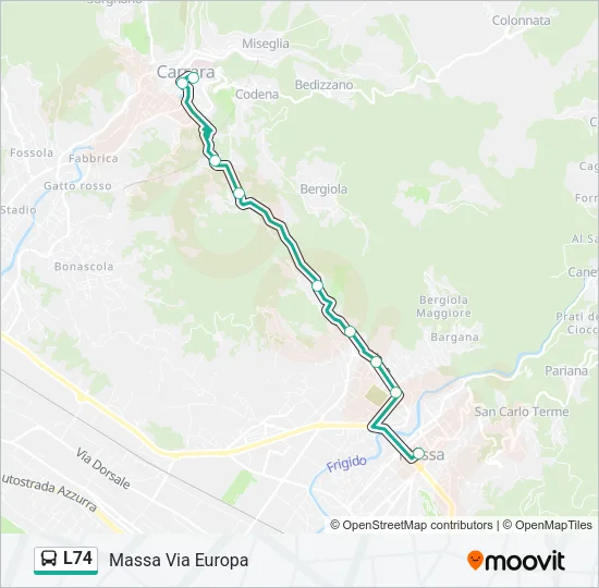 Percorso linea bus L74