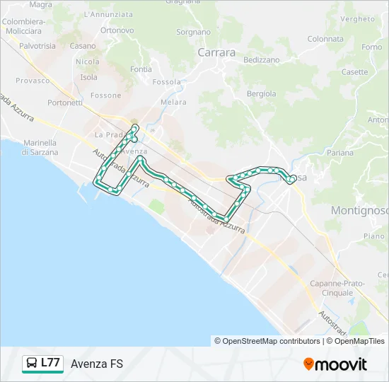 Percorso linea bus L77