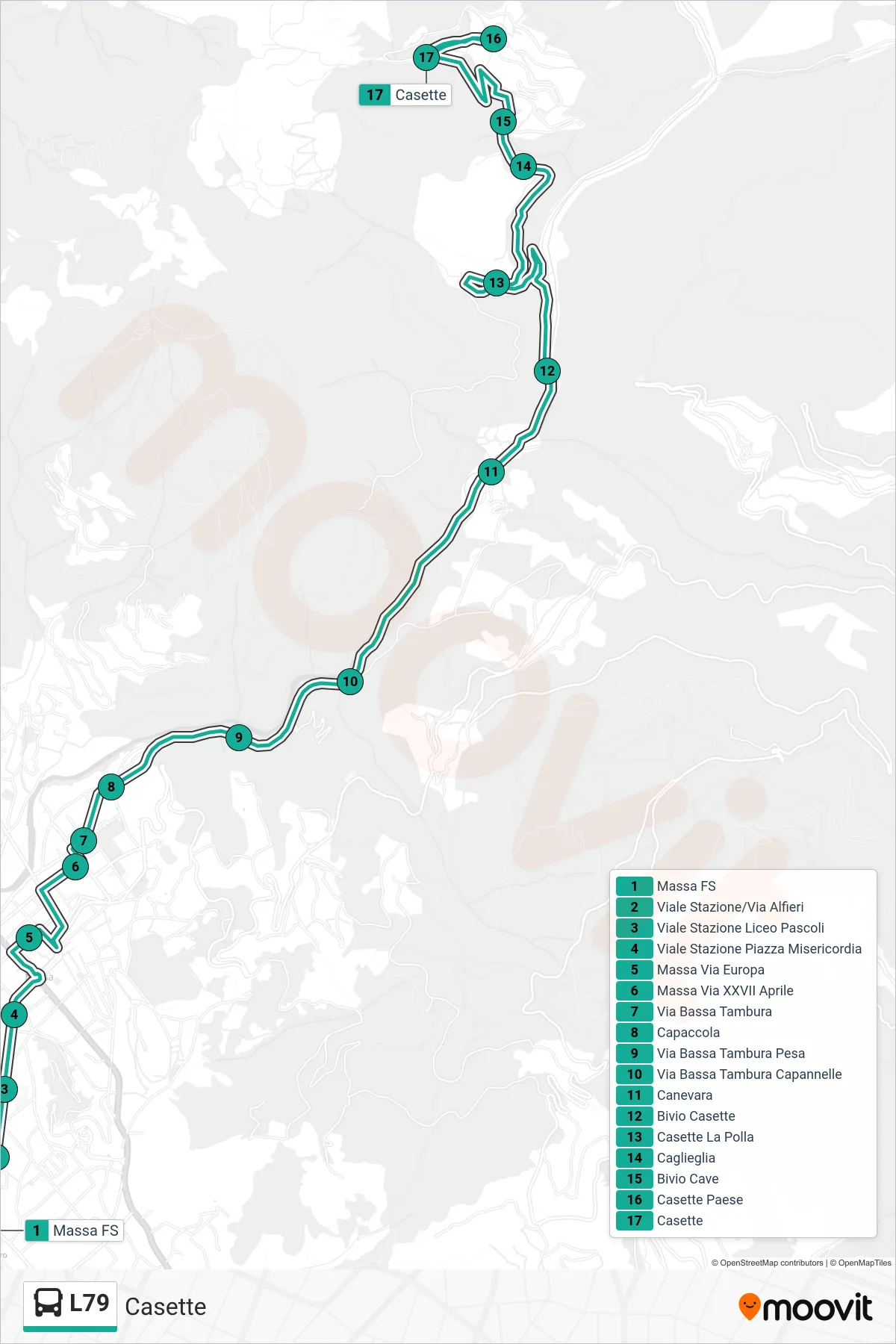 Linea L79  bus (Casette) - Percorsi e fermate sulla mappa