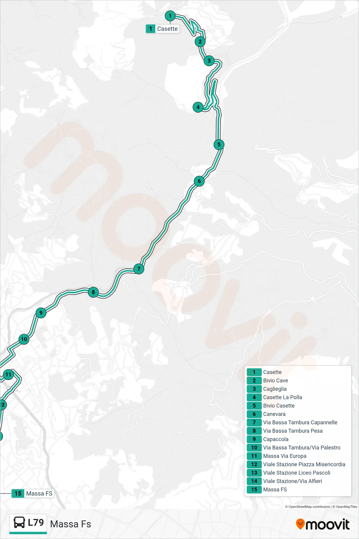 Linea L79 bus (Massa Fs) - Percorsi e fermate sulla mappa