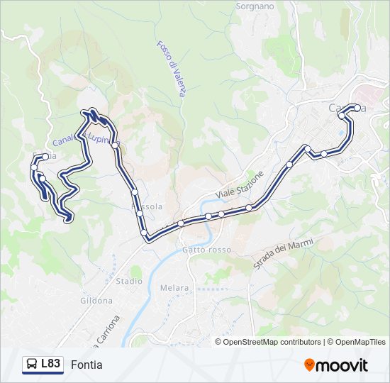 Percorso linea bus L83