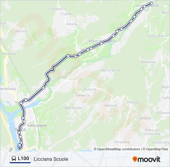 Percorso linea bus L100