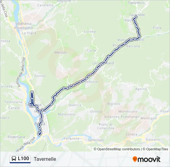 Percorso linea bus L100