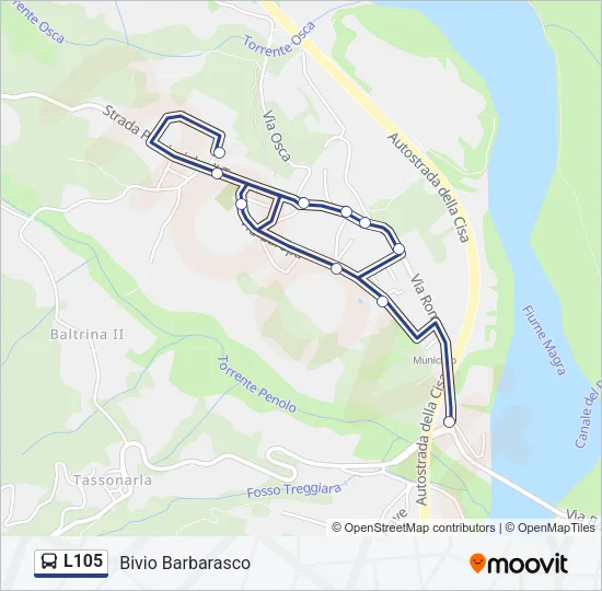 L105 Bus Line Map