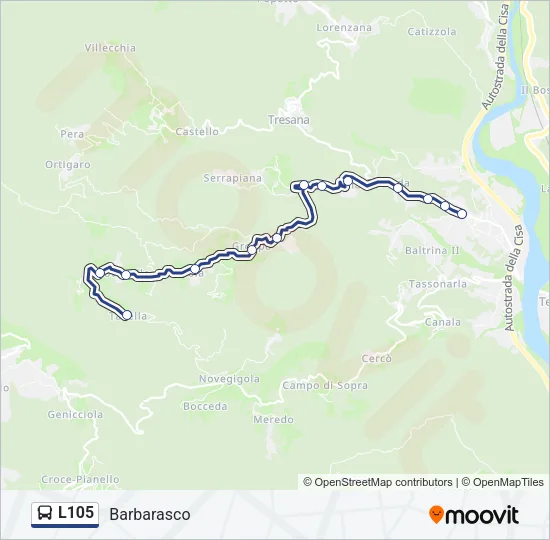 L105 Bus Line Map