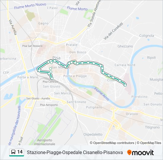 14 bus Line Map