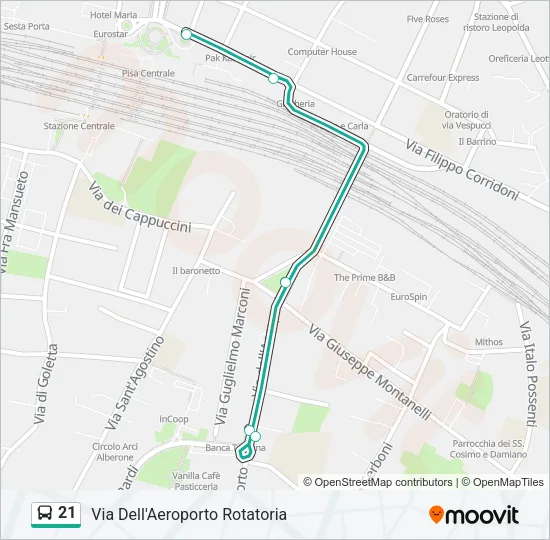21 Bus Line Map