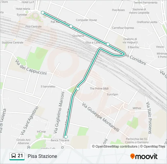 21 Bus Line Map