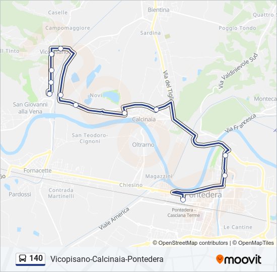 140 bus Line Map