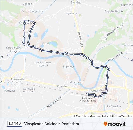 Percorso linea bus 140