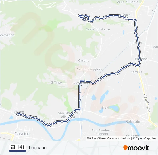Percorso linea bus 141