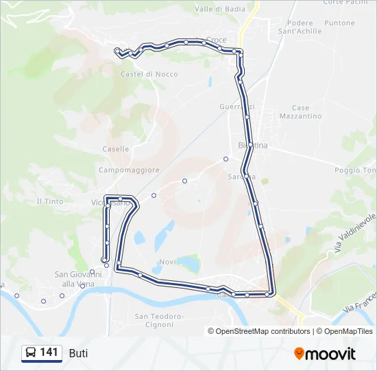 Percorso linea bus 141