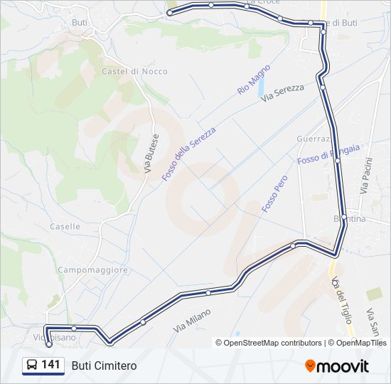 Percorso linea bus 141