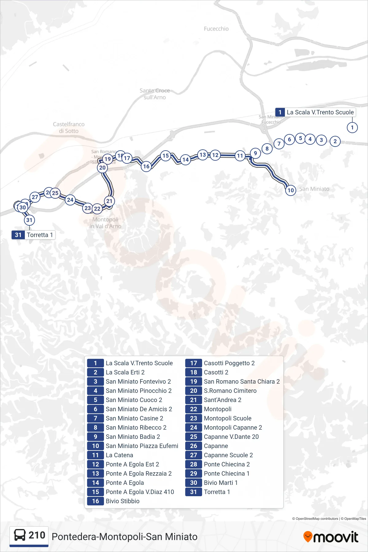 Linea 210 bus (Torretta 1) - Percorsi e fermate sulla mappa