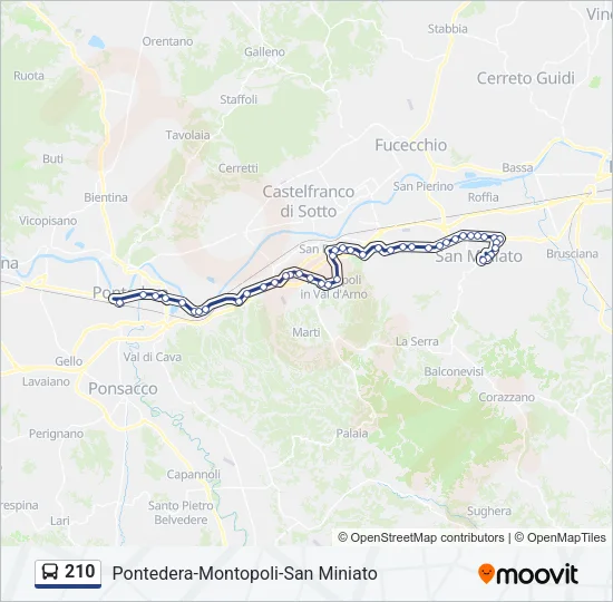 Percorso linea bus 210