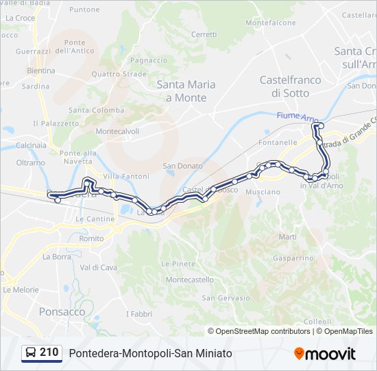 Percorso linea bus 210