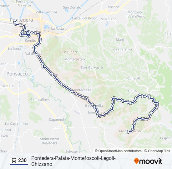 Percorso linea bus 230