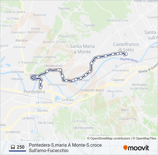 Percorso linea bus 250