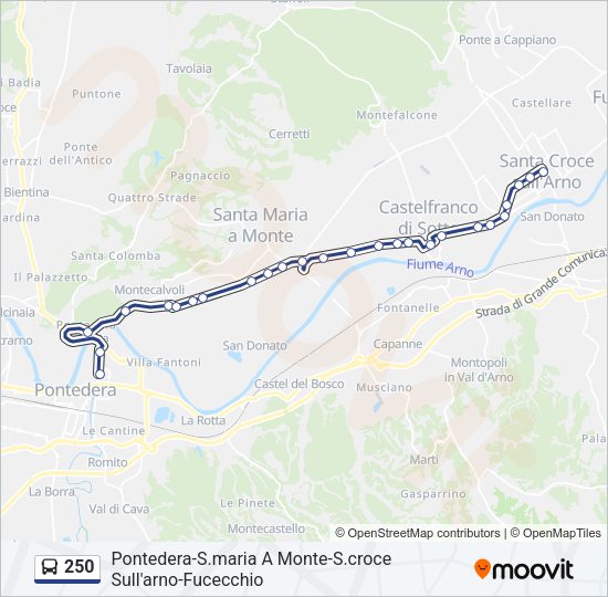 Percorso linea bus 250