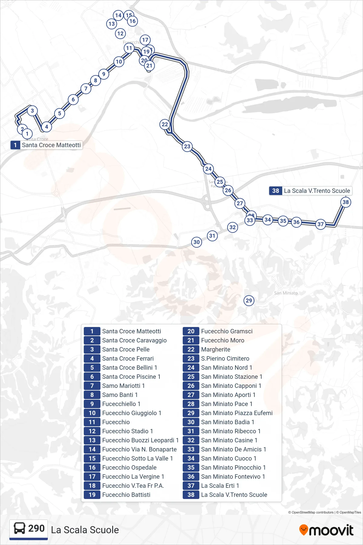 Linea 290 bus (La Scala Scuole) - Percorsi e fermate sulla mappa