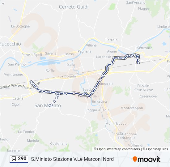 Percorso linea bus 290