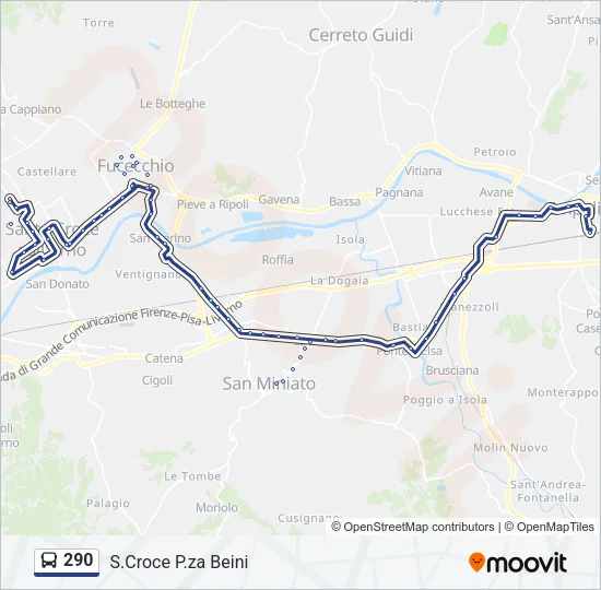 Percorso linea bus 290