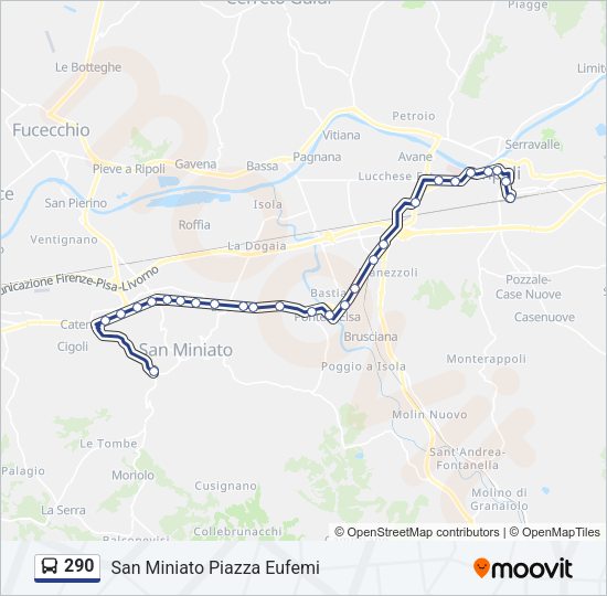 Percorso linea bus 290