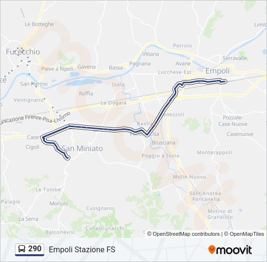 Percorso linea bus 290