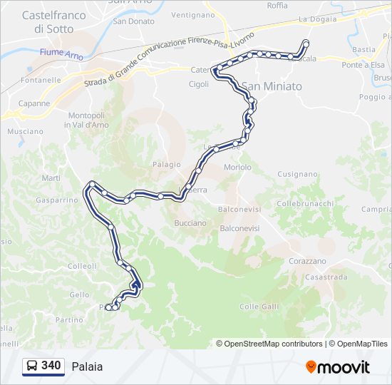 Percorso linea bus 340