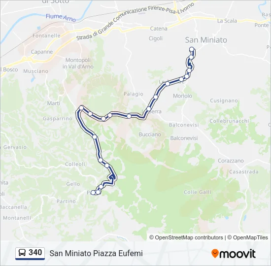 340 Bus Line Map