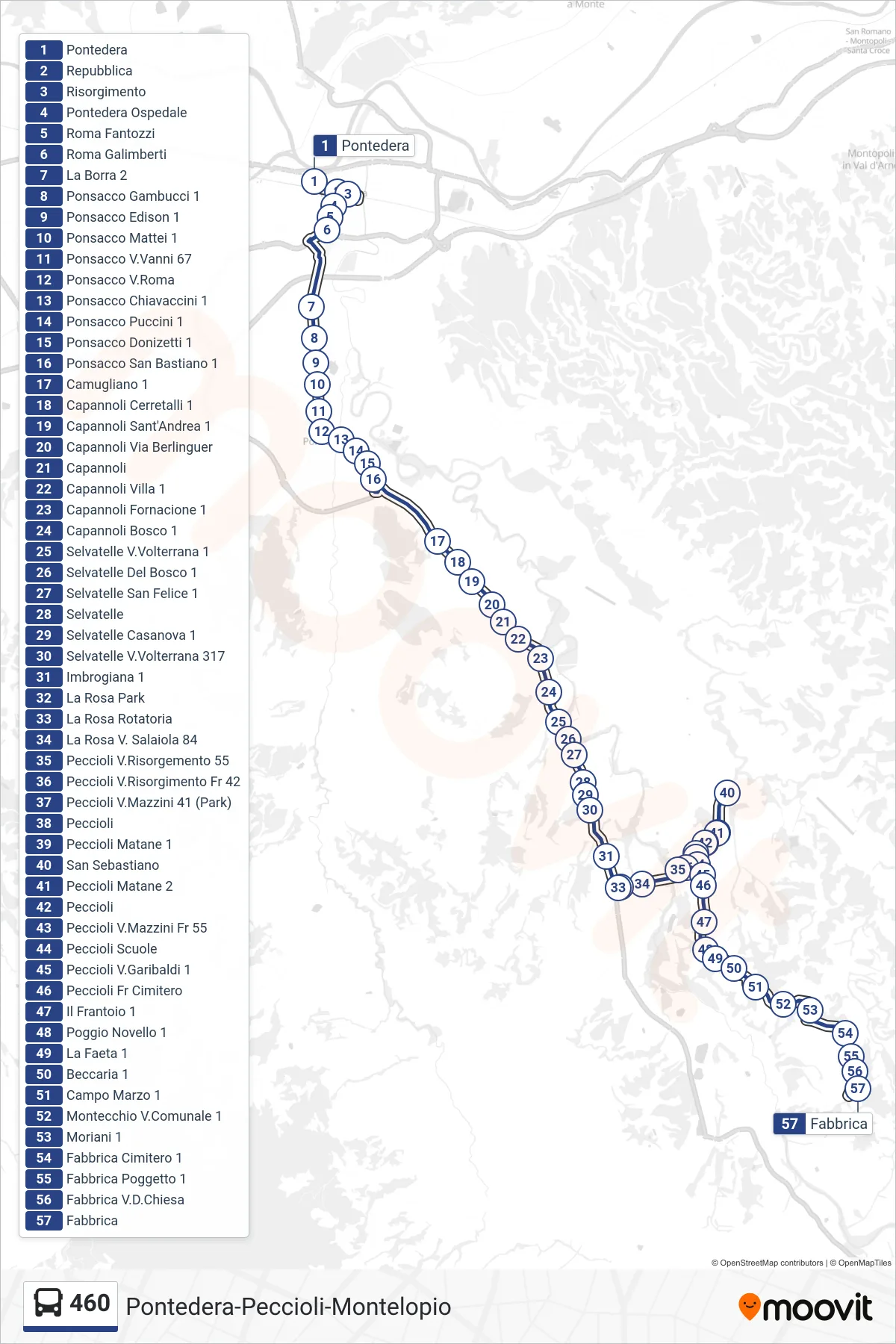 Linea 460 bus (Fabbrica) - Percorsi e fermate sulla mappa
