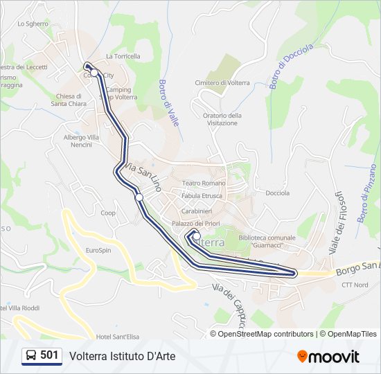 501 bus Line Map