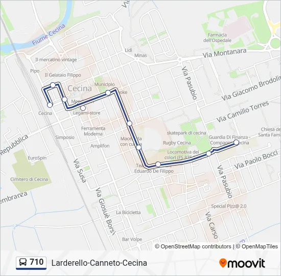 Percorso linea bus 710