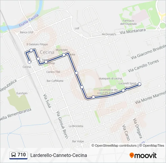710 Bus Line Map