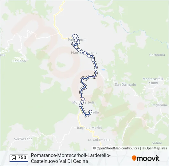 750 Bus Line Map