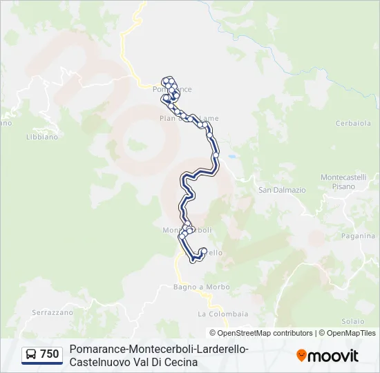 Percorso linea bus 750