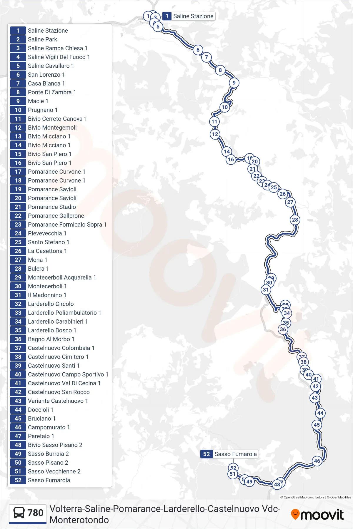 Linea 780  bus (Sasso Pisano Fabbriche) - Percorsi e fermate sulla mappa