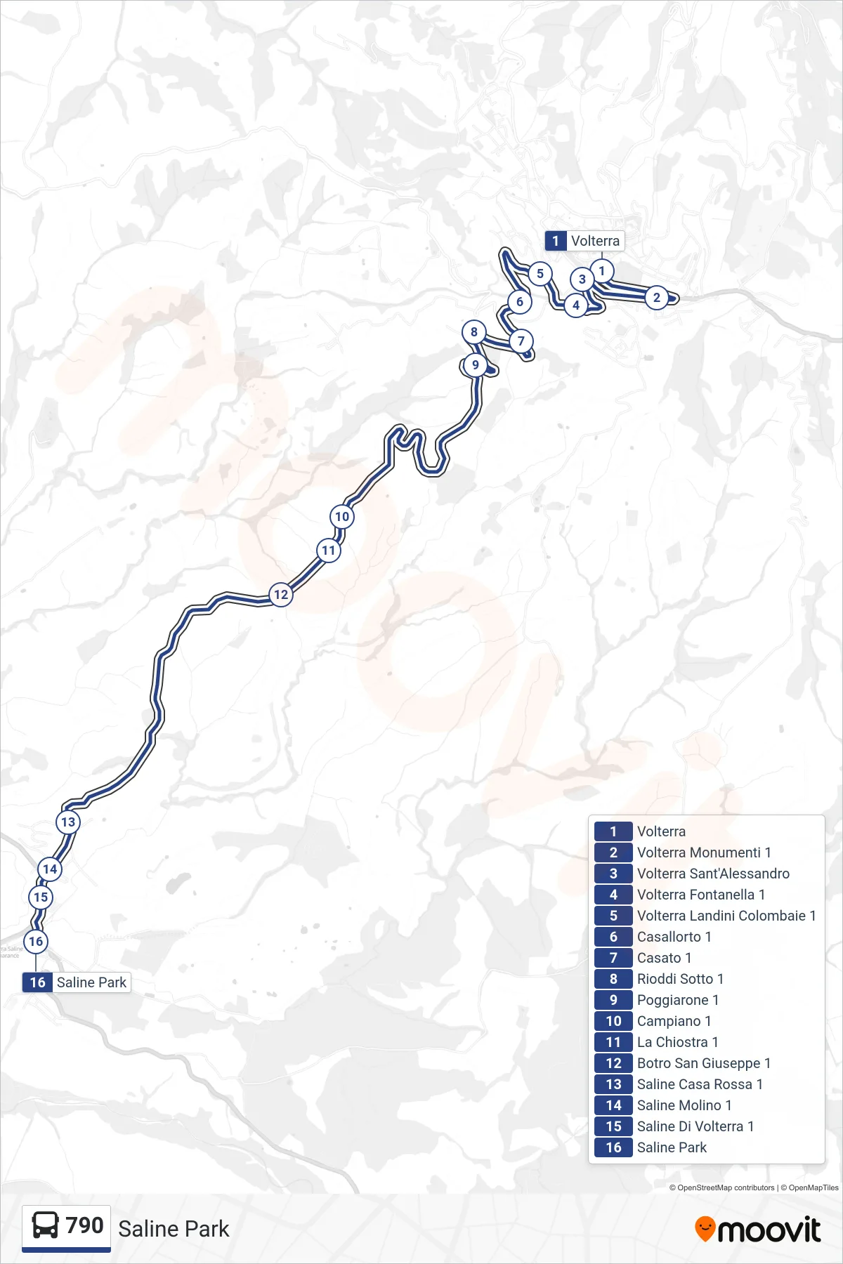 Linea 790  bus (Saline Park) - Percorsi e fermate sulla mappa