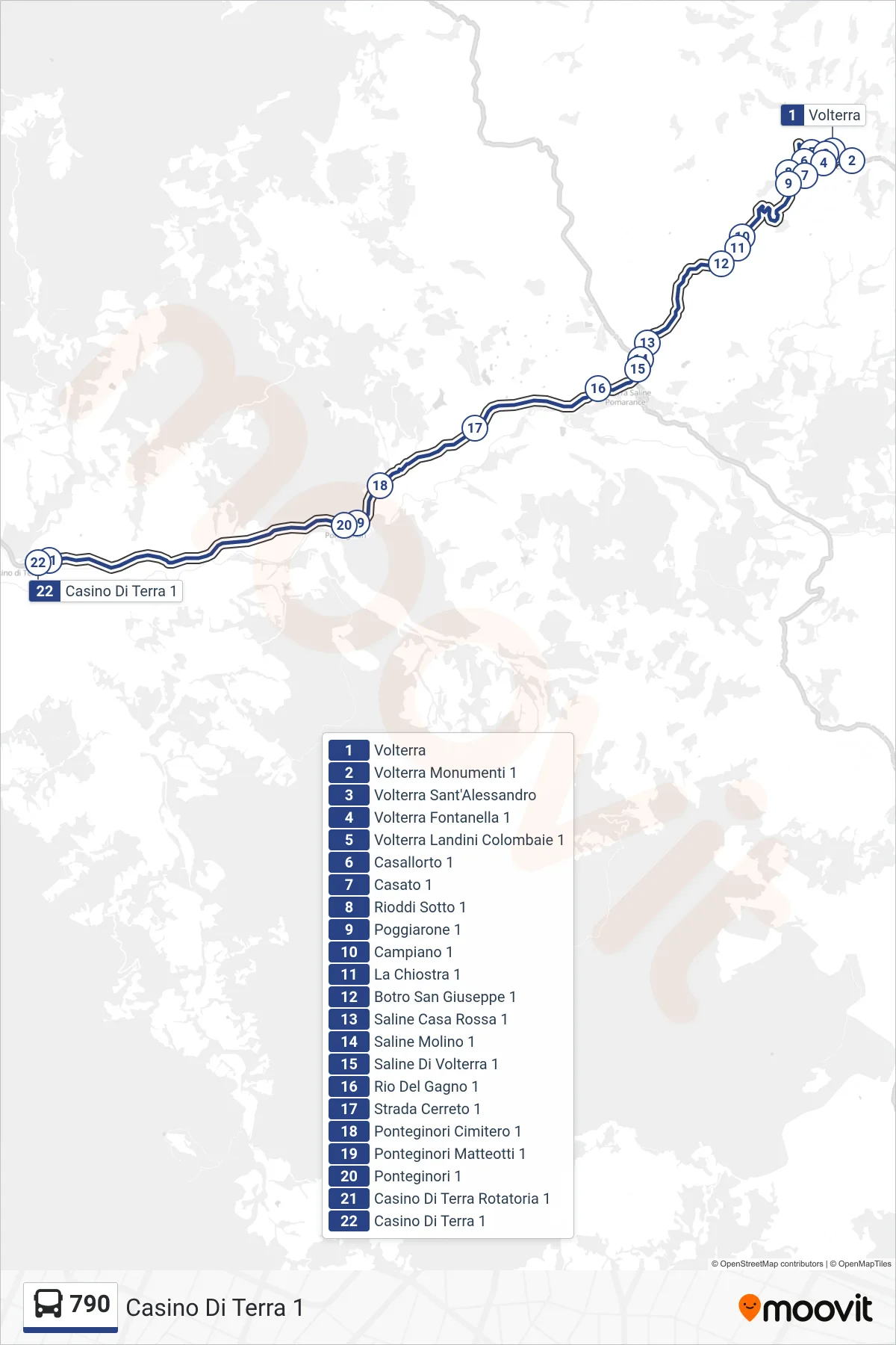 Linea 790 bus (Casino Di Terra 1) - Percorsi e fermate sulla mappa
