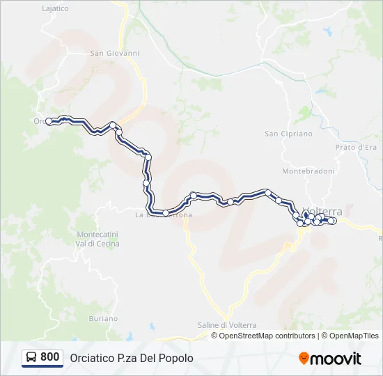 Percorso linea bus 800