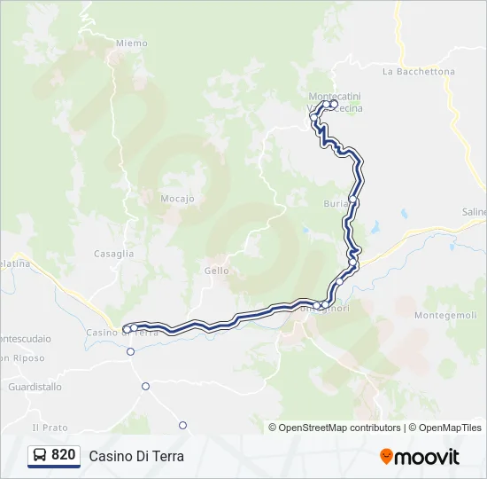 Percorso linea bus 820