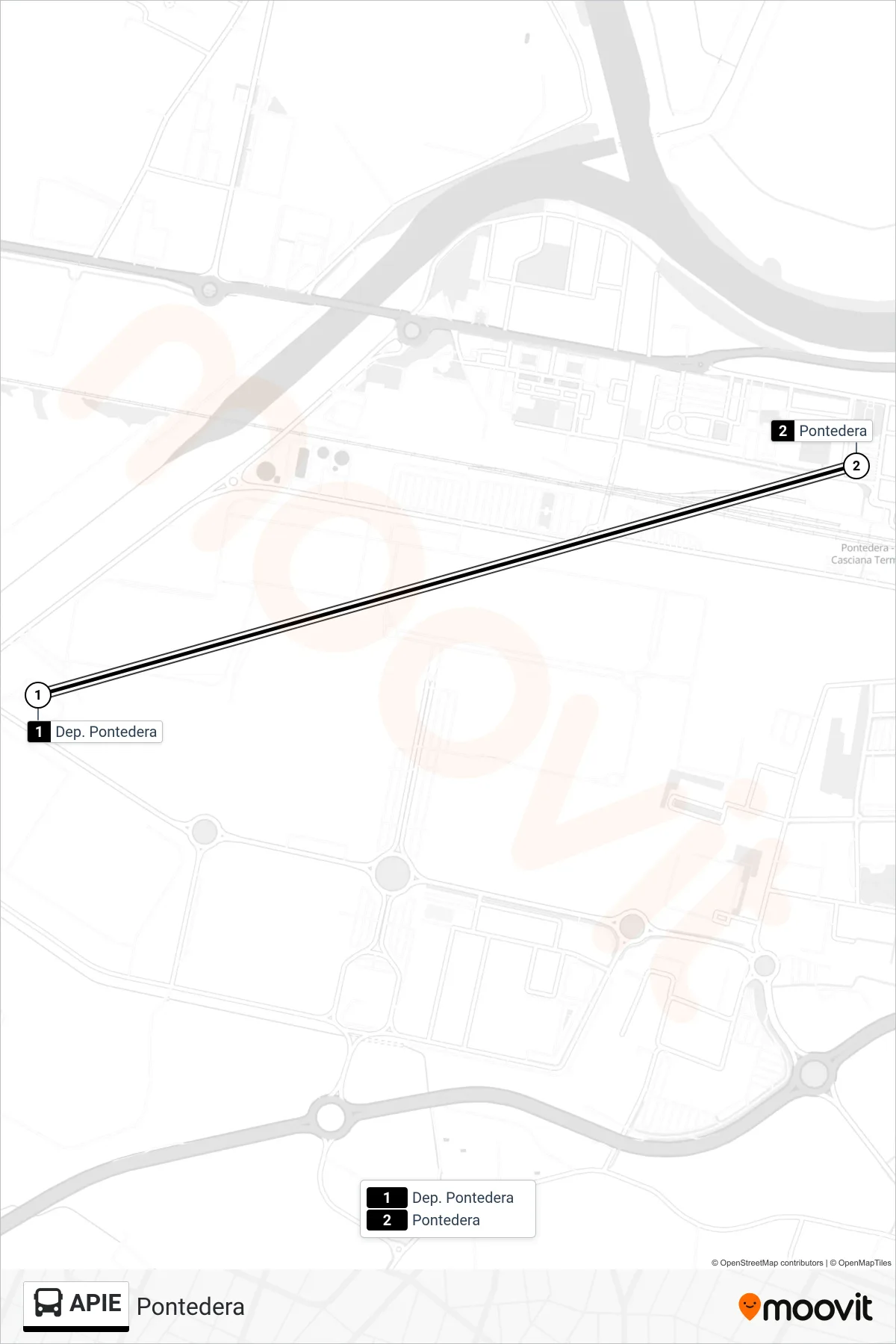 Linea APIE  bus (Pontedera) - Percorsi e fermate sulla mappa