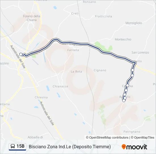 Percorso linea bus 15B