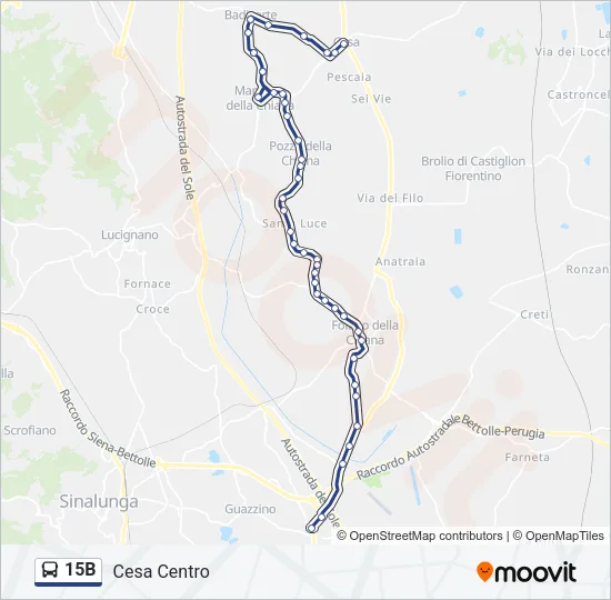 Percorso linea bus 15B
