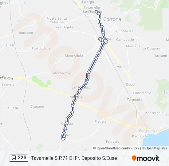 22S Bus Line Map
