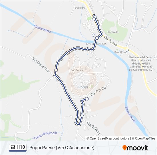 Percorso linea bus H10