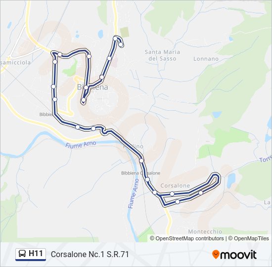 Percorso linea bus H11