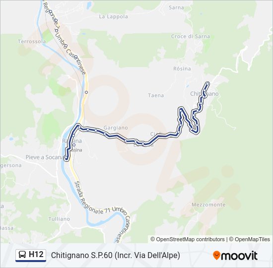 Percorso linea bus H12
