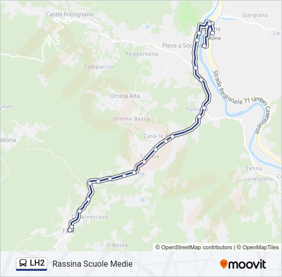 Percorso linea bus LH2