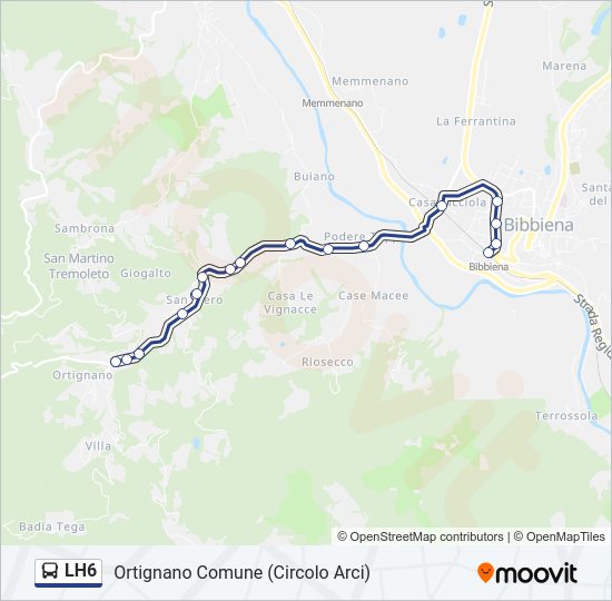 Percorso linea bus LH6